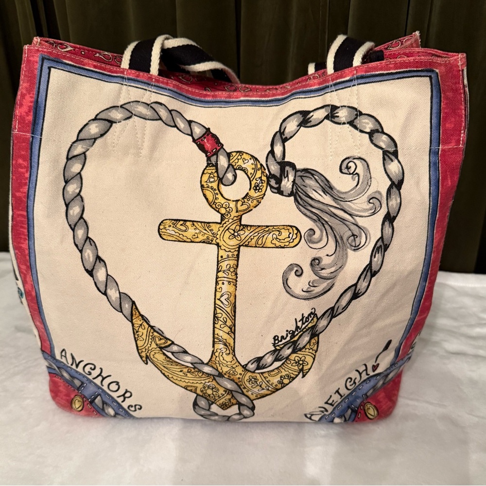 Brighton Stowaway Seas The Day Sailor Canvas  Tote 14.5" x 15.5" x 8" - Picture 7 of 7